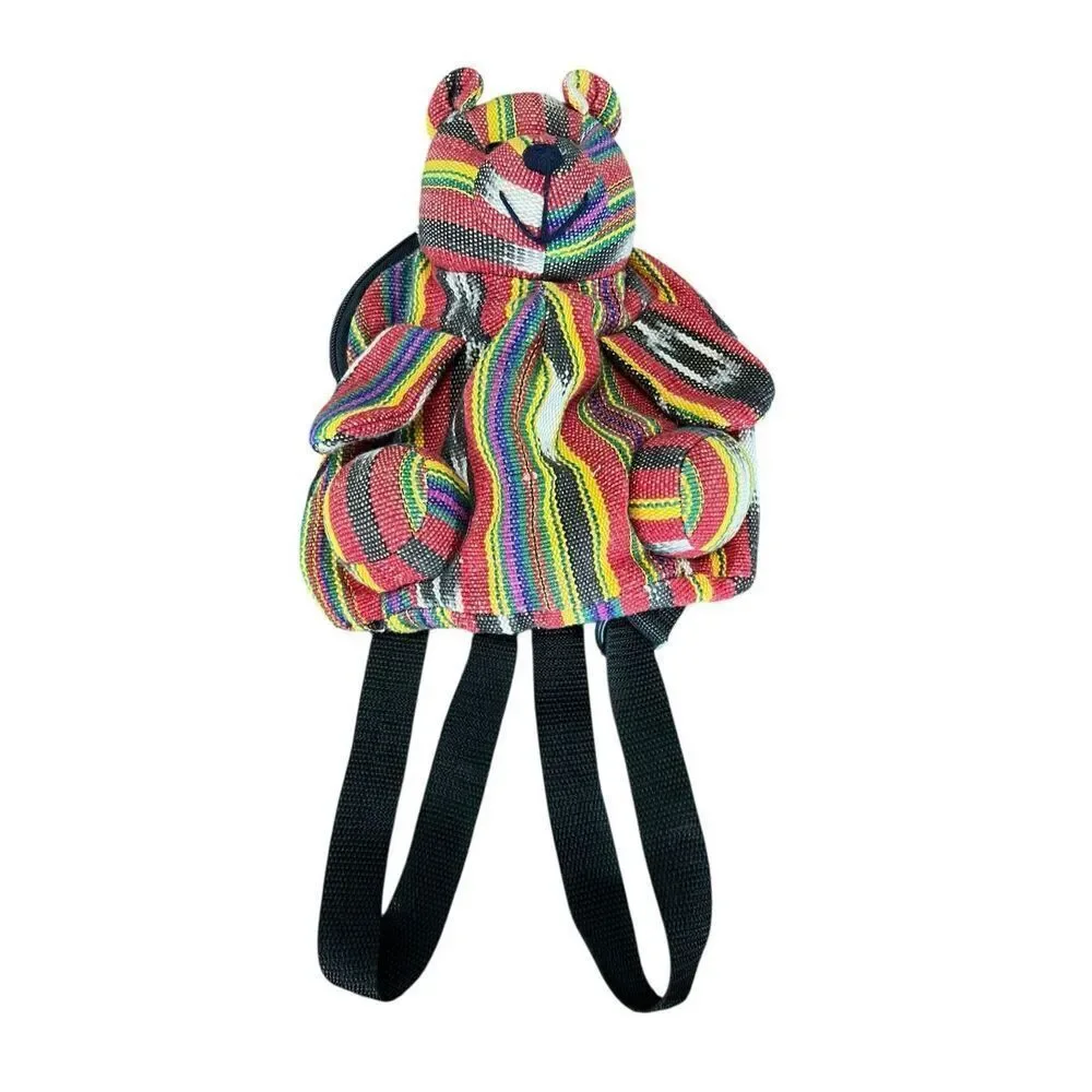 RUTH Y NOHEMI Multicolored Color Small Bear Backpack Hand Made In GUATEMALA